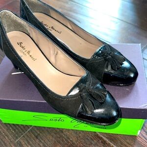 SESTO MEUCCI Black Patent Leather tassel Loafer Shoe